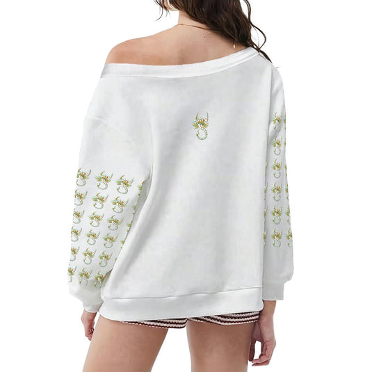 Women's Off-Shoulder Sweatshirt with Micro-Fleece Lining|DTF