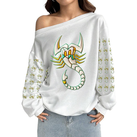 Women's Off-Shoulder Sweatshirt with Micro-Fleece Lining|DTF