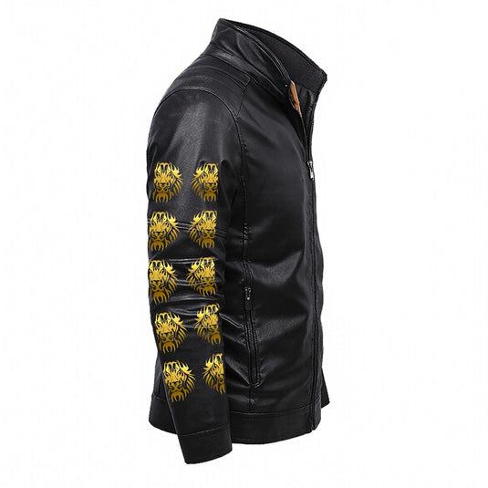 Plus Fleece Decorative Zipper Leather Jacket (DTF)