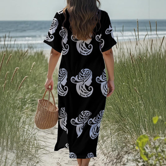 All-Over Print Women's Loose V-Neck Summer Dress