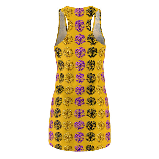 Vibrant Lion Print Racerback Dress, Summer Dress, Beachwear, Festival Outfit, Casual Chic, Gift for Animal Lovers