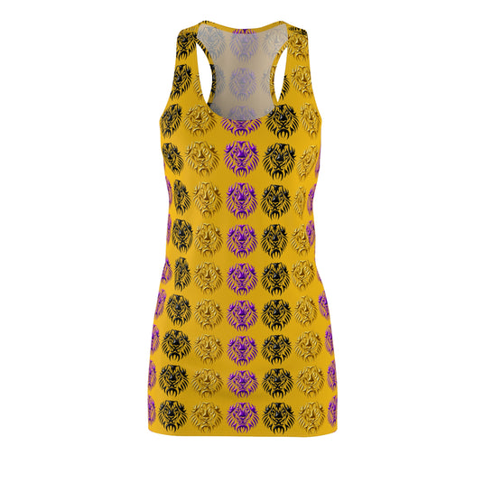 Vibrant Lion Print Racerback Dress, Summer Dress, Beachwear, Festival Outfit, Casual Chic, Gift for Animal Lovers