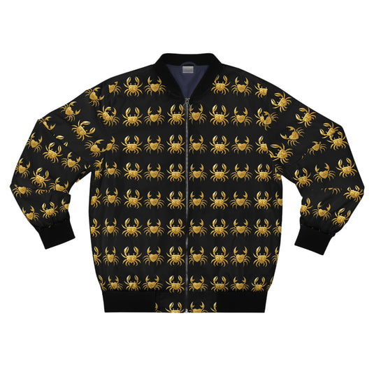 Golden Crab Men's Bomber Jacket, Stylish Outerwear, Unique Fashion Gift, Casual Jacket, Trendy Apparel for Men