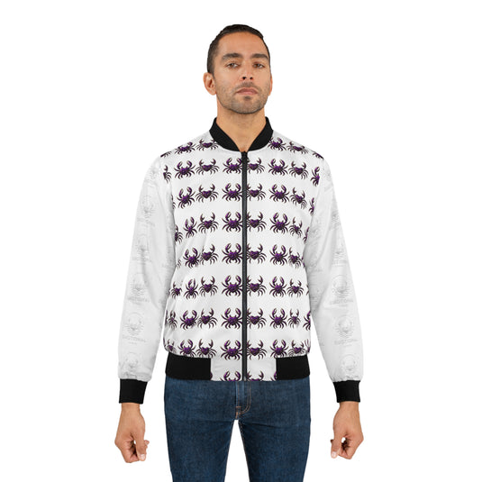 Men's Bomber Jacket with Purple Crab Design - Stylish and Unique Outerwear