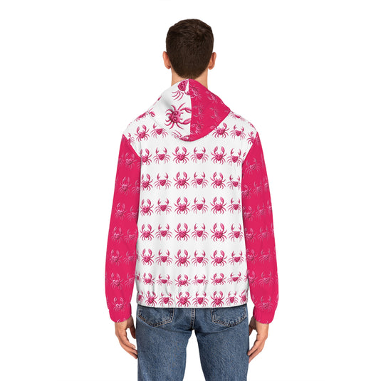 Crab Print Men's Full-Zip Hoodie - Bold & Fun for Coastal Lovers