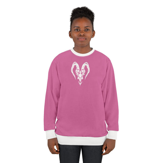 Trendy Pink Unisex Sweatshirt with Bold Ram Design