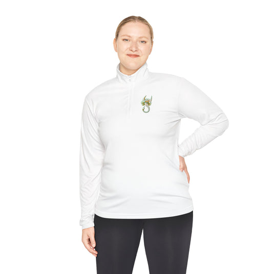 Artistic Unisex Quarter-Zip Pullover with Dragon Design