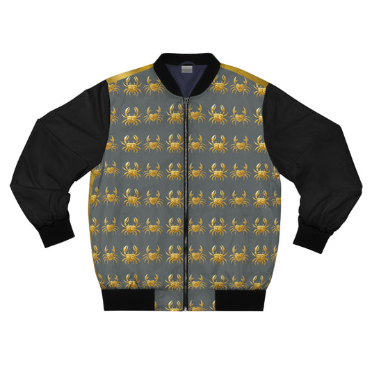 Men's Crab Print Bomber Jacket, Stylish Outerwear, Gift for Sea Lovers, Trendy Streetwear, Perfect for Summer Festivals, Casual Look
