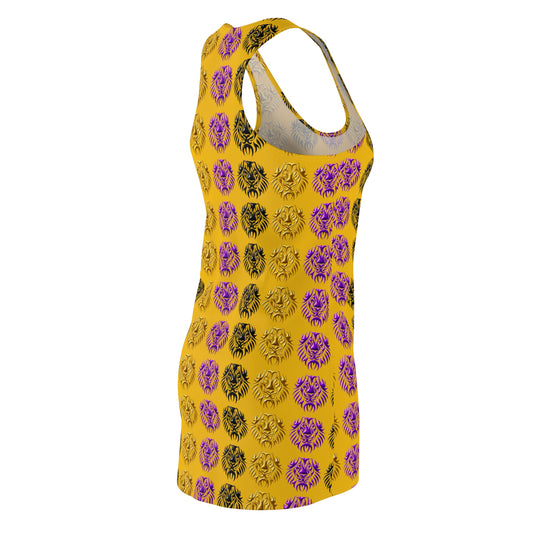 Vibrant Lion Print Racerback Dress, Summer Dress, Beachwear, Festival Outfit, Casual Chic, Gift for Animal Lovers