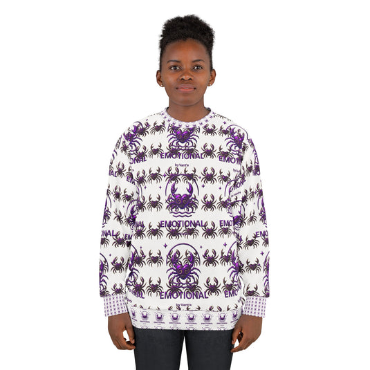 Emotional Vibe Unisex Sweatshirt - Purple Skull & Spider Design