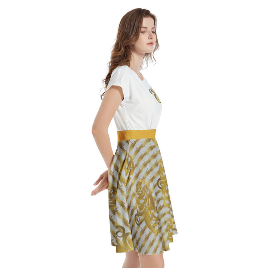 Short Sleeve  Casual A-Line Midi Dress