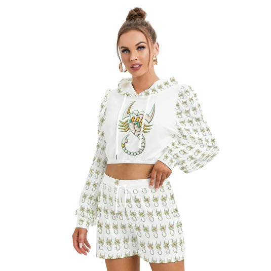 All-Over Print Women's Mirco Fleece Hoodie And Shorts Set