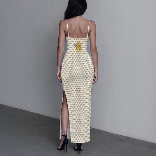 All-Over Print Women's Long Dress with Slit