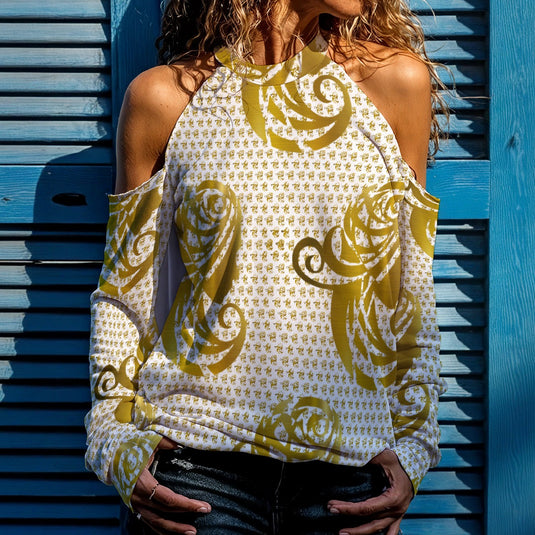 All-Over Print Women's Cold Shoulder Sweatirt