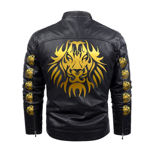 Plus Fleece Decorative Zipper Leather Jacket (DTF)