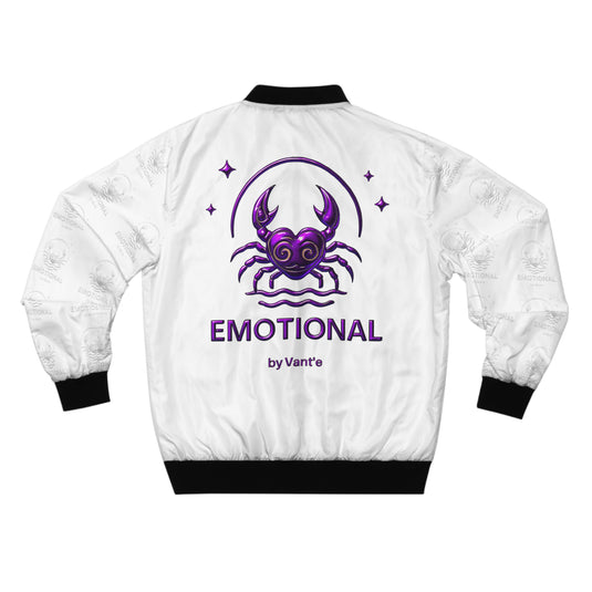 Men's Bomber Jacket with Purple Crab Design - Stylish and Unique Outerwear