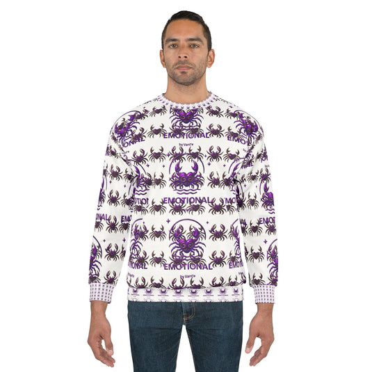 Emotional Vibe Unisex Sweatshirt - Purple Skull & Spider Design