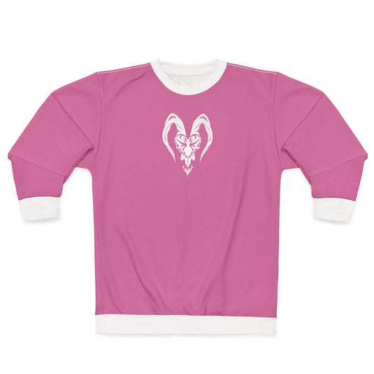 Trendy Pink Unisex Sweatshirt with Bold Ram Design