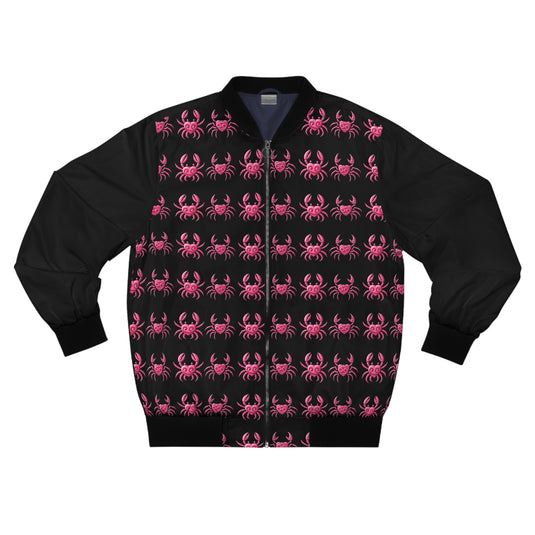 Men's Bomber Jacket with Pink Spider Design - Bold Streetwear Style