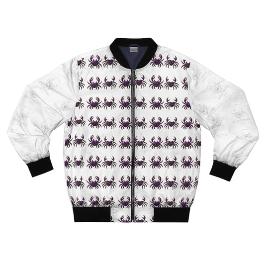Men's Bomber Jacket with Purple Crab Design - Stylish and Unique Outerwear