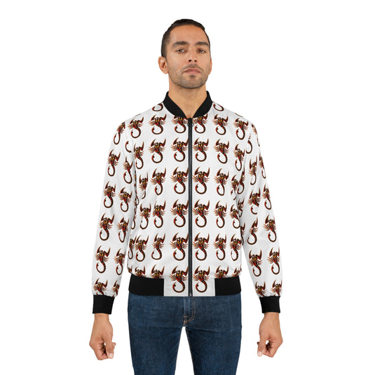 Stylish Scorpion Print Men's Bomber Jacket, Trendy Outerwear, Unique Gift for Him, Casual Fashion, Streetwear Style