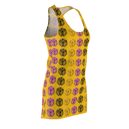 Vibrant Lion Print Racerback Dress, Summer Dress, Beachwear, Festival Outfit, Casual Chic, Gift for Animal Lovers