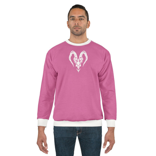 Trendy Pink Unisex Sweatshirt with Bold Ram Design
