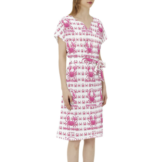 Betwing Seleeve Notch Neck Casual Dress with Belt