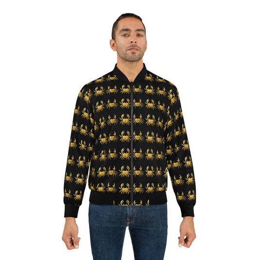 Golden Crab Men's Bomber Jacket, Stylish Outerwear, Unique Fashion Gift, Casual Jacket, Trendy Apparel for Men