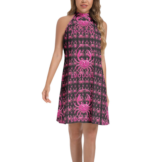 Tie Back Halter Neck Flared Dress
