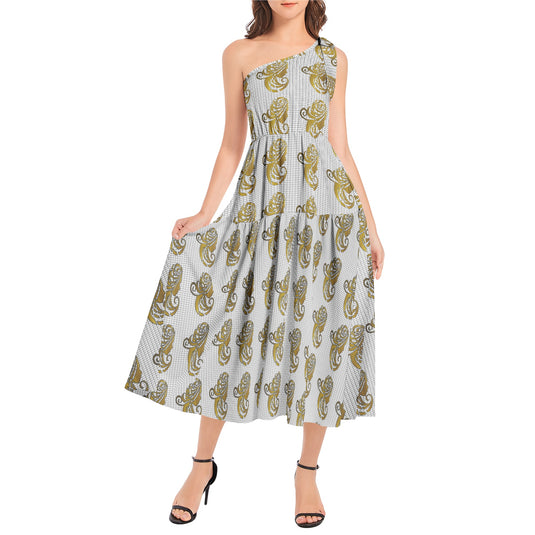 Ruffle Hem One Shoulder Midi Dress
