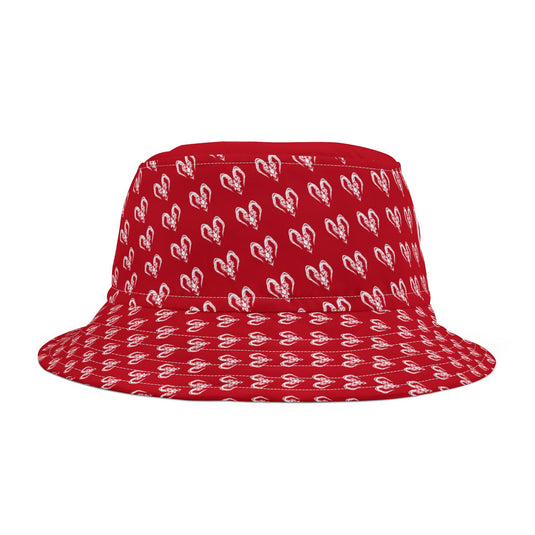 Red Heart Pattern Bucket Hat - Trendy Summer Accessory
