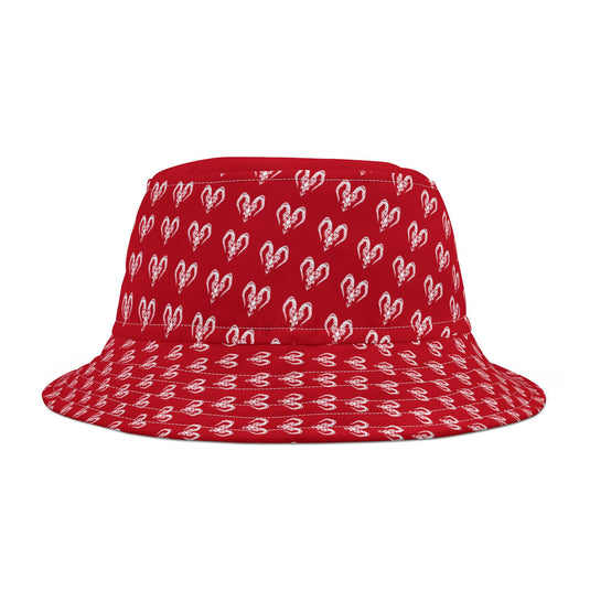 Red Heart Pattern Bucket Hat - Trendy Summer Accessory